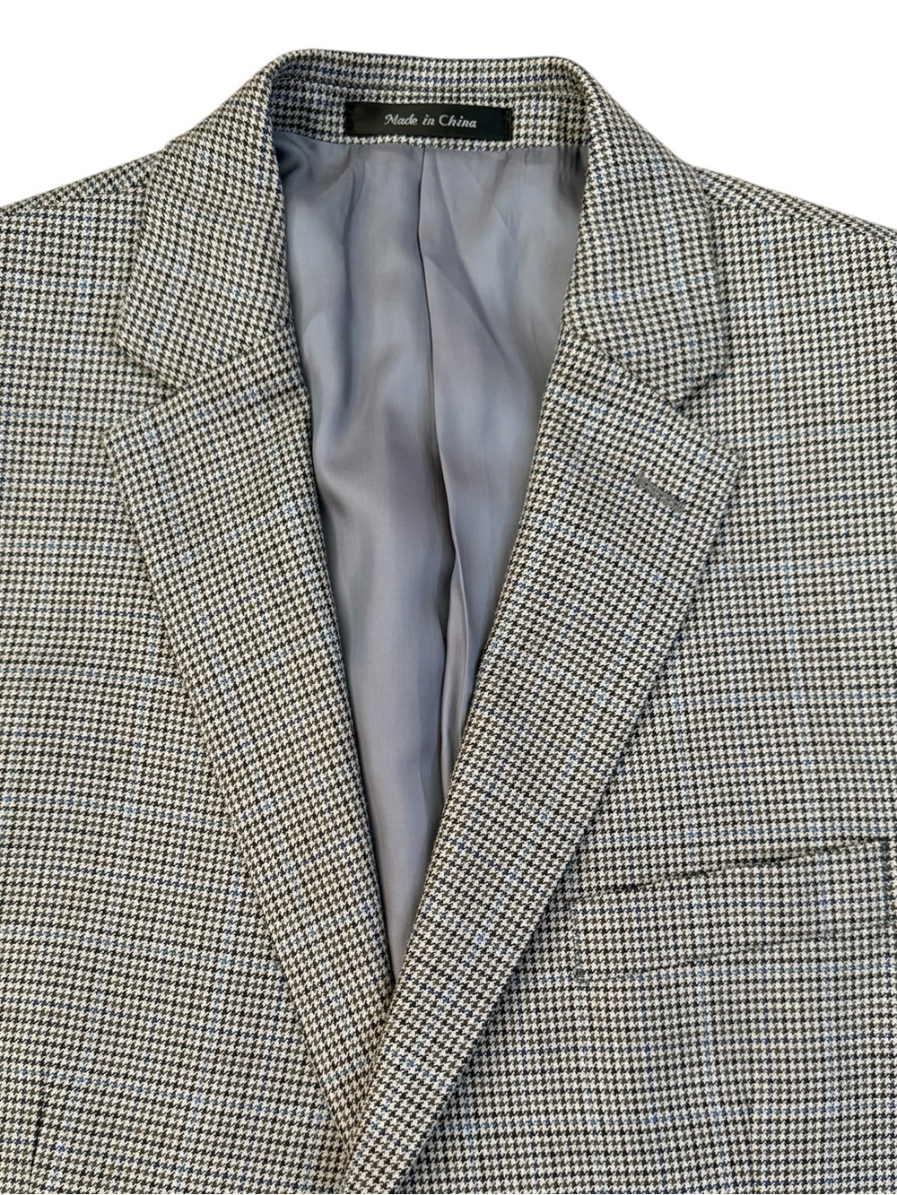 Lauren Ralph Lauren 44R Silk Wool Houndstooth Blazer Sport Coat Gray Blue - Picture 4 of 16